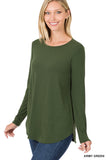 Zenana Plus Relaxed Fit Long Sleeve Round Neck & Hem Jersey Tee Shirt Top