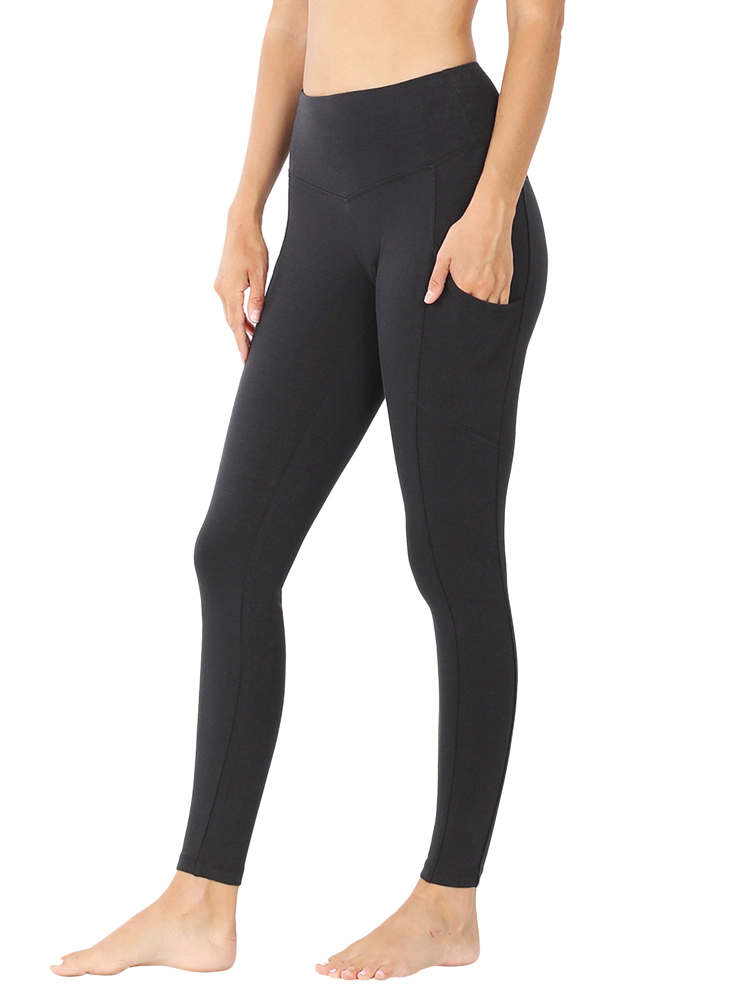 Plus Size Casual Stretch Active Wide Waistband Tight Leggings with Pockets