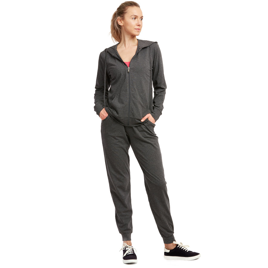 Women's Lightweight Cotton Jogger Pants and Zip-UP Hoodie