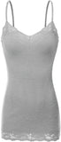 Women's and Juniors Adjustable Spaghetti Strap Lace Trim Long Cami Tank Top