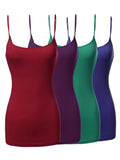 Plus Size Basic Solid Long Length Adjustable Spaghetti Strap Camisole Tank Top (XL-3XL)