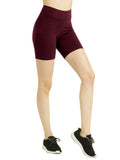 Women High Waist Workout 15" Length Running Biker Shorts with Wide Waistband (S-3XL)