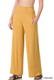 Zenana's Plus Smocked Wide Waistband Flared Bottom Casual Lounge Pants