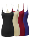 Womens & Juniors Basic Solid Long Length Adjustable Spaghetti Strap Camisole Tank Top (S-L)