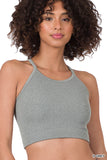 Plus Size Seamless Ribbed Knit Cropped Cami Active Fitness Workout Tank Top