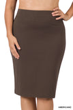 Plus Size Premium Cotton Basic Bodycon Knee Length Midi Office Pencil Skirt