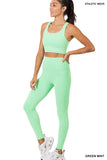 Women's Athletic Racerback Cropped Tank Tops & Leggings Workout Activewear Set
