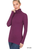 Plus Size Microfiber Mockneck Turtleneck Long Sleeve Lightweight Tee Shirt Top