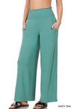 Zenana's Plus Smocked Wide Waistband Flared Bottom Casual Lounge Pants