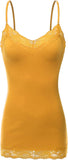 Women's and Juniors Adjustable Spaghetti Strap Lace Trim Long Cami Tank Top