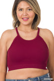 Zenana Plus Size Ribbed Knit Cropped Cami Active Fitness Tank Top