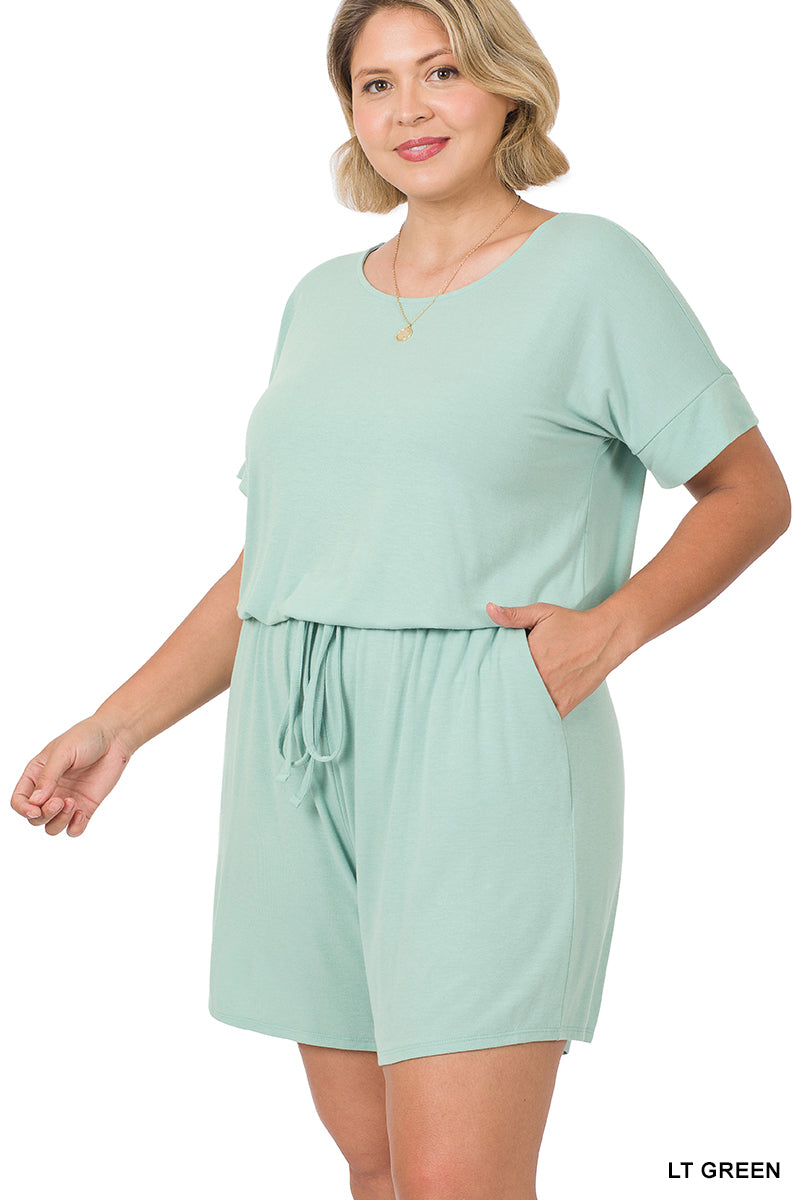 Plus size short sleeve romper top