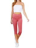 Juniors Active Stretch Capri Length Yoga Workout Leggings with Wide Wastband