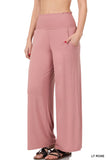 Zenana's Plus Smocked Wide Waistband Flared Bottom Casual Lounge Pants