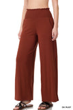 Zenana's Plus Smocked Wide Waistband Flared Bottom Casual Lounge Pants