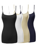 Womens & Juniors Basic Solid Long Length Adjustable Spaghetti Strap Camisole Tank Top (S-L)