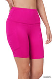 Zenana Plus Size Yoga Running Compression Exercise Exercise Biker Shorts with Side Pockets