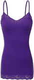 Women's and Juniors Adjustable Spaghetti Strap Lace Trim Long Cami Tank Top