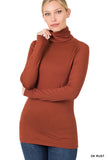 Plus Size Microfiber Mockneck Turtleneck Long Sleeve Lightweight Tee Shirt Top