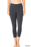 Women Plus Size Premium Cotton Mid-High Waist Capri Leggings