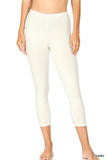 Women Plus Size Premium Cotton Mid-High Waist Capri Leggings