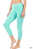 Women Plus Size Premium Cotton Mid-High Waist Capri Leggings