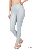 Zenana Women's High Rise Full Length Waist Band Faux Leather Tight Leggings