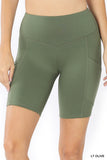 Zenana Plus Size Yoga Running Compression Exercise Exercise Biker Shorts with Side Pockets