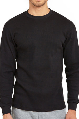 Men's Classic Waffle Knit Heavyweight Cotton Long Sleeve Thermal T-Shirt Top
