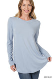 Zenana Women's Relaxed Fit Long Sleeve Round Neck & Hem Jersey Tee Shirt Top