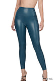 Zenana Women's High Rise Full Length Waist Band Faux Leather Tight Leggings