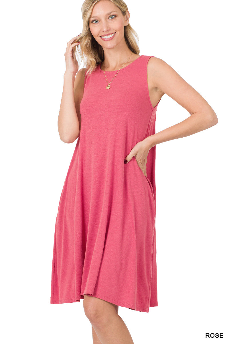 sleeveless jersey swing dress for women Plus Size Midi Dresses, Woman, blue, size: 28/30, viscose, Ulla Popken