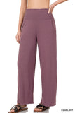 Zenana's Plus Smocked Wide Waistband Flared Bottom Casual Lounge Pants