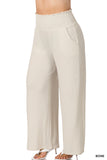 Zenana's Plus Smocked Wide Waistband Flared Bottom Casual Lounge Pants