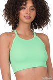 Plus Size Seamless Ribbed Knit Cropped Cami Active Fitness Workout Tank Top