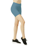 Women High Waist Workout 15" Length Running Biker Shorts with Wide Waistband (S-3XL)