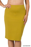 Plus Size Premium Cotton Basic Bodycon Knee Length Midi Office Pencil Skirt