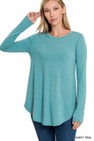 Zenana Women's Relaxed Fit Long Sleeve Round Neck & Hem Jersey Tee Shirt Top
