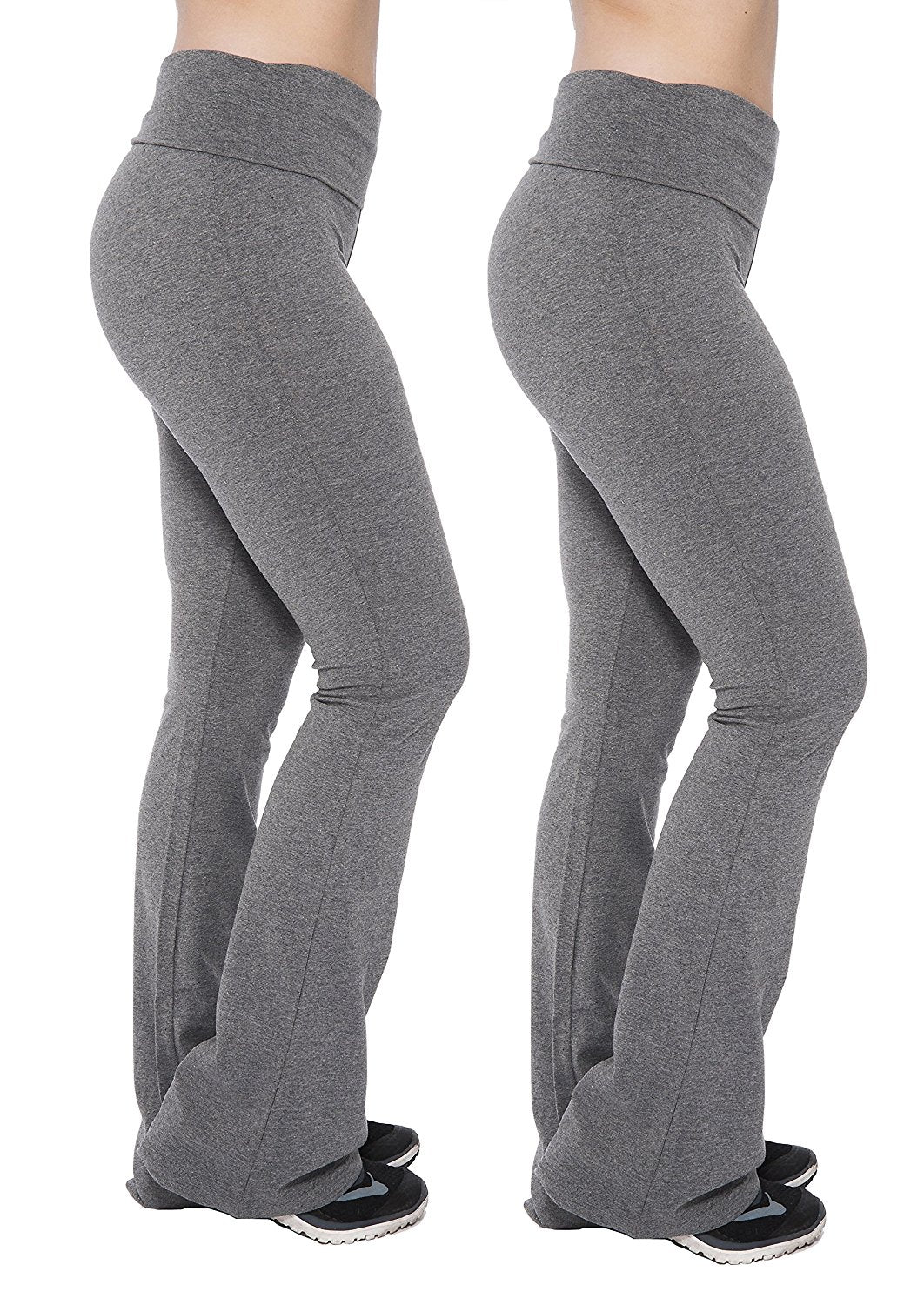 Women's Fold-Over Waistband Flared Boot Leg Yoga Pants –