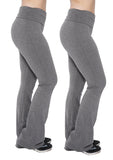 Women’s Fold-Over Waistband Flared Boot Leg Yoga Pants