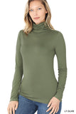 Plus Size Microfiber Mockneck Turtleneck Long Sleeve Lightweight Tee Shirt Top