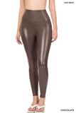 Zenana Women's High Rise Full Length Waist Band Faux Leather Tight Leggings