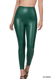 Zenana Women's High Rise Full Length Waist Band Faux Leather Tight Leggings