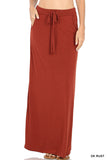 Women Relaxed Drawstring Waist Draped Basic Maxi Skirts with Side Pockets