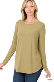 Zenana Women's Relaxed Fit Long Sleeve Round Neck & Hem Jersey Tee Shirt Top