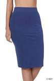 Plus Size Premium Cotton Basic Bodycon Knee Length Midi Office Pencil Skirt