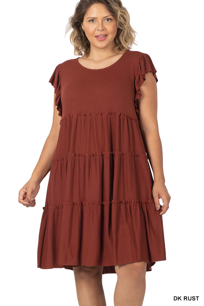 Zenana Short Sleeve Tiered Midi Dress Plus - 2 colors – shopwithkarolyn
