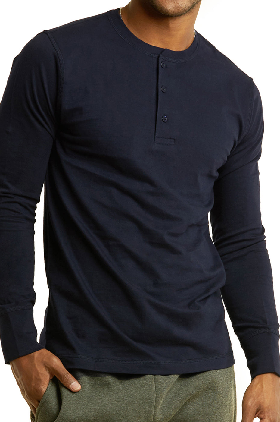 Knocker Men's Long Sleeve 3-Button Classic Athletic Henley Tee Shirts Top (S-3XL)