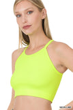 Plus Size Seamless Ribbed Knit Cropped Cami Active Fitness Workout Tank Top