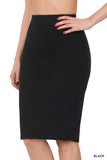 Plus Size Premium Cotton Basic Bodycon Knee Length Midi Office Pencil Skirt